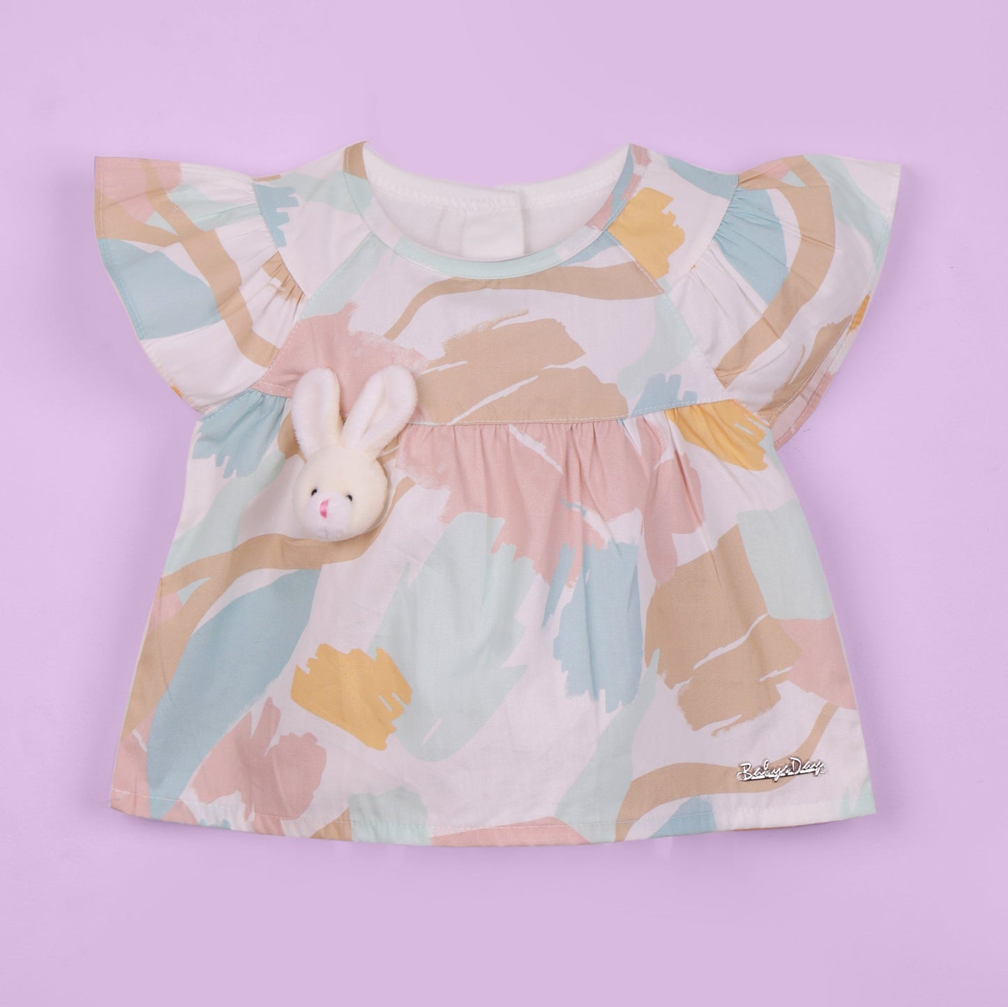 Baby's Day Sweet Peach Top & Elastic Waist Shorts – Playful All-Over Prints