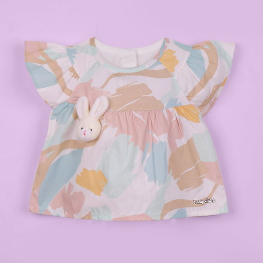 Baby's Day Sweet Peach Top & Elastic Waist Shorts – Playful All-Over Prints
