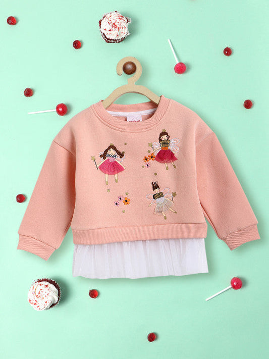 Peach Embroidered Winter Warm-Up