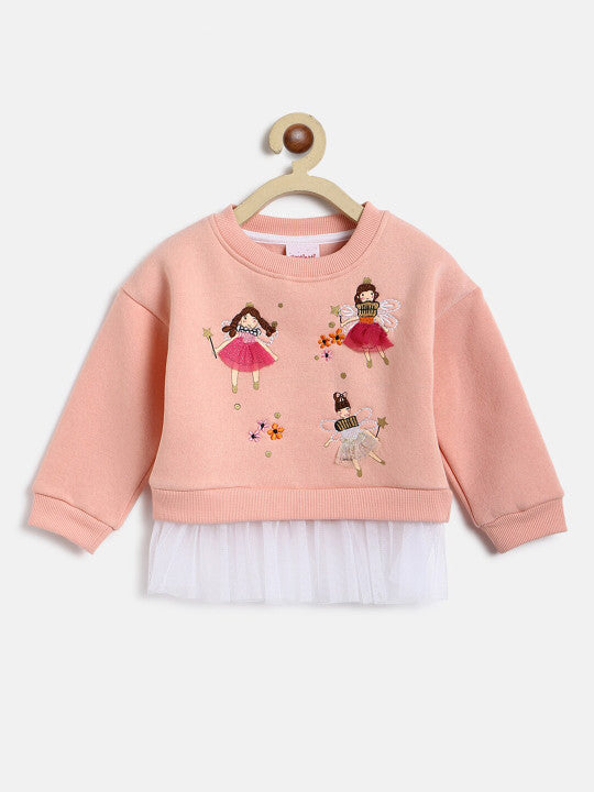 Peach Embroidered Winter Warm-Up