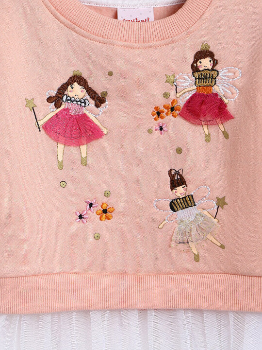 Peach Embroidered Winter Warm-Up