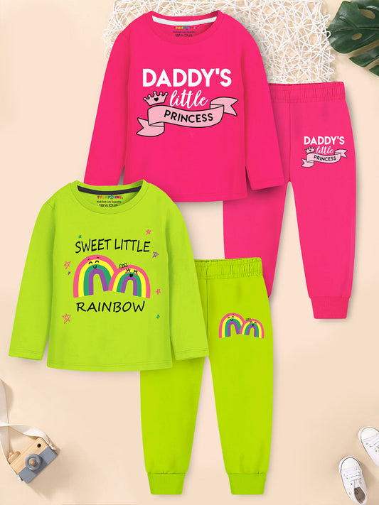 Trampoline Girl's 'PRINCESS' T-Shirt & Pyjama Set (Full Sleeve)