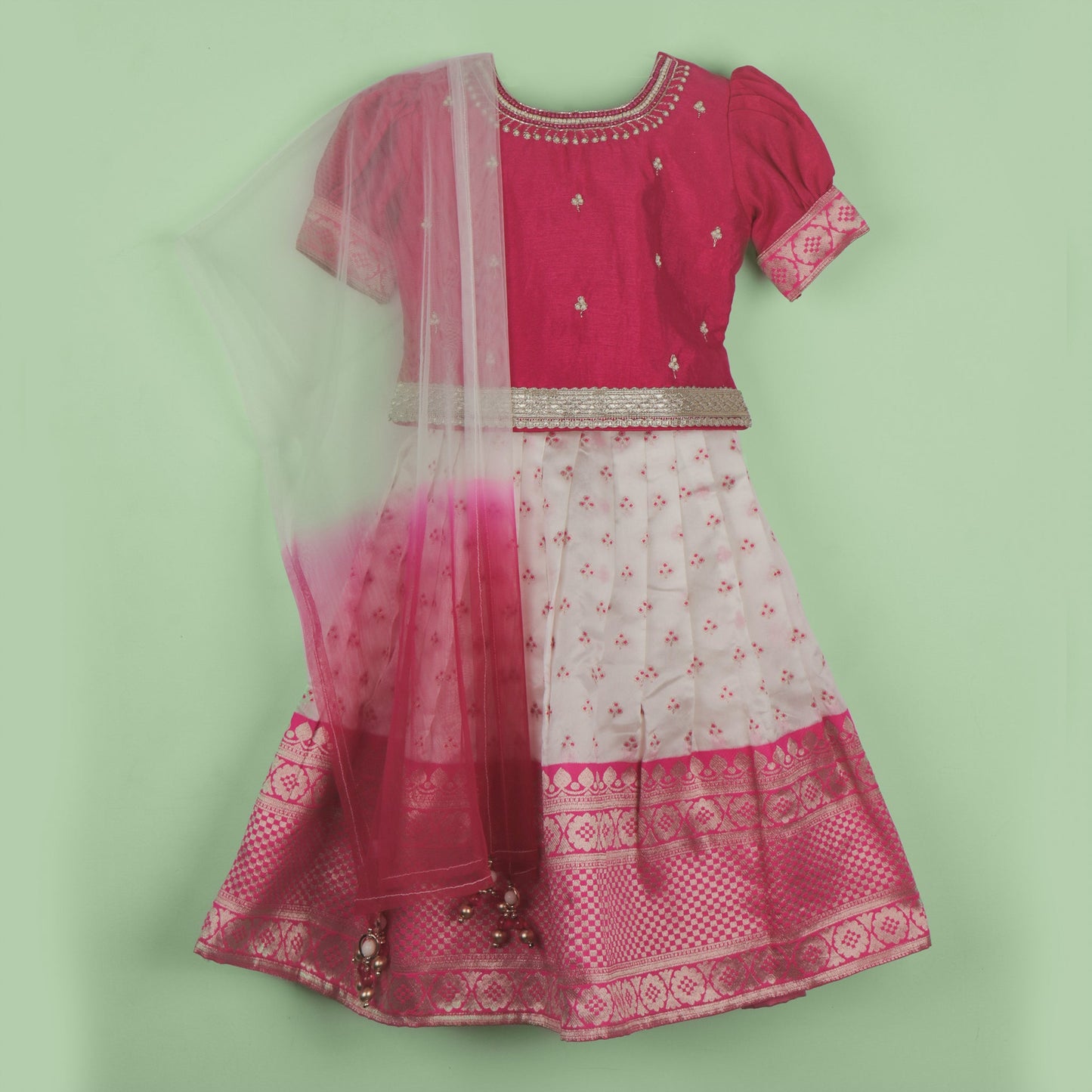 Sparkle & Shine – Embroidered Pink Lehenga for Girls