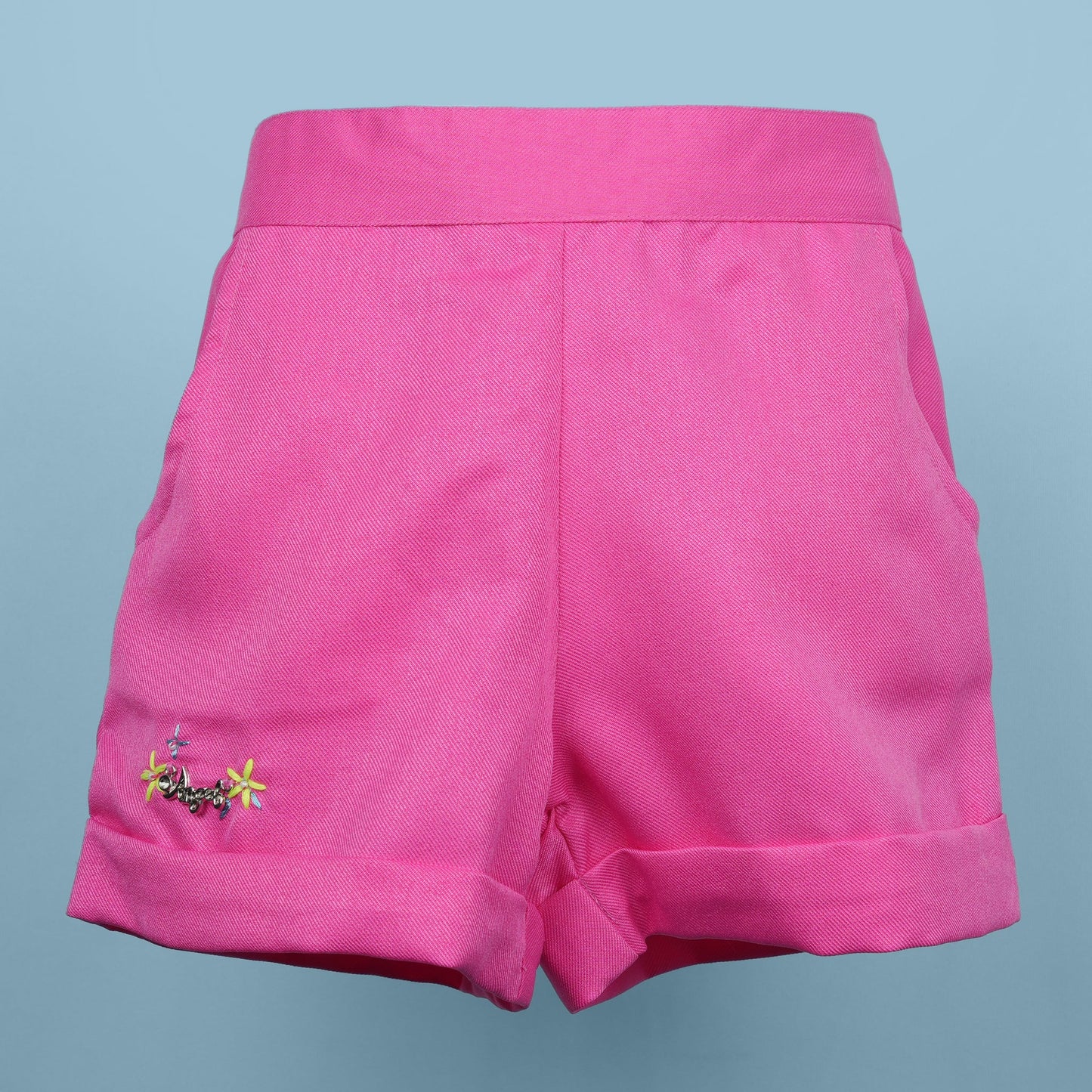 DW Girl's Dark Pink 'Angel' Square Neck Top & Shorts Set
