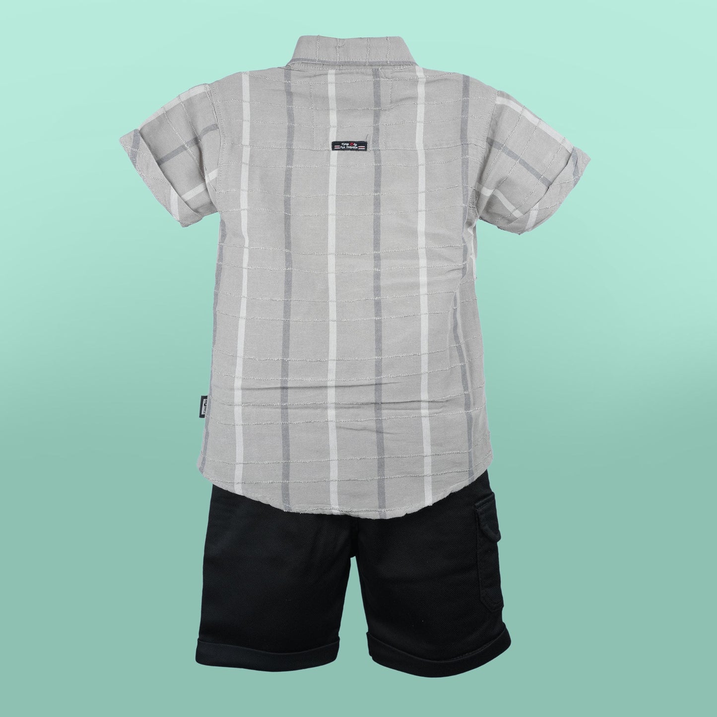 Little Star: Grey Embroidered Shirt & Shorts Set