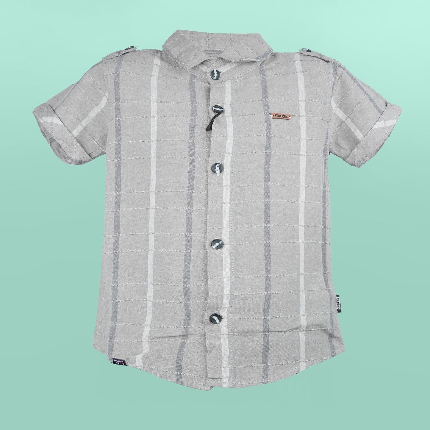 Little Star: Grey Embroidered Shirt & Shorts Set