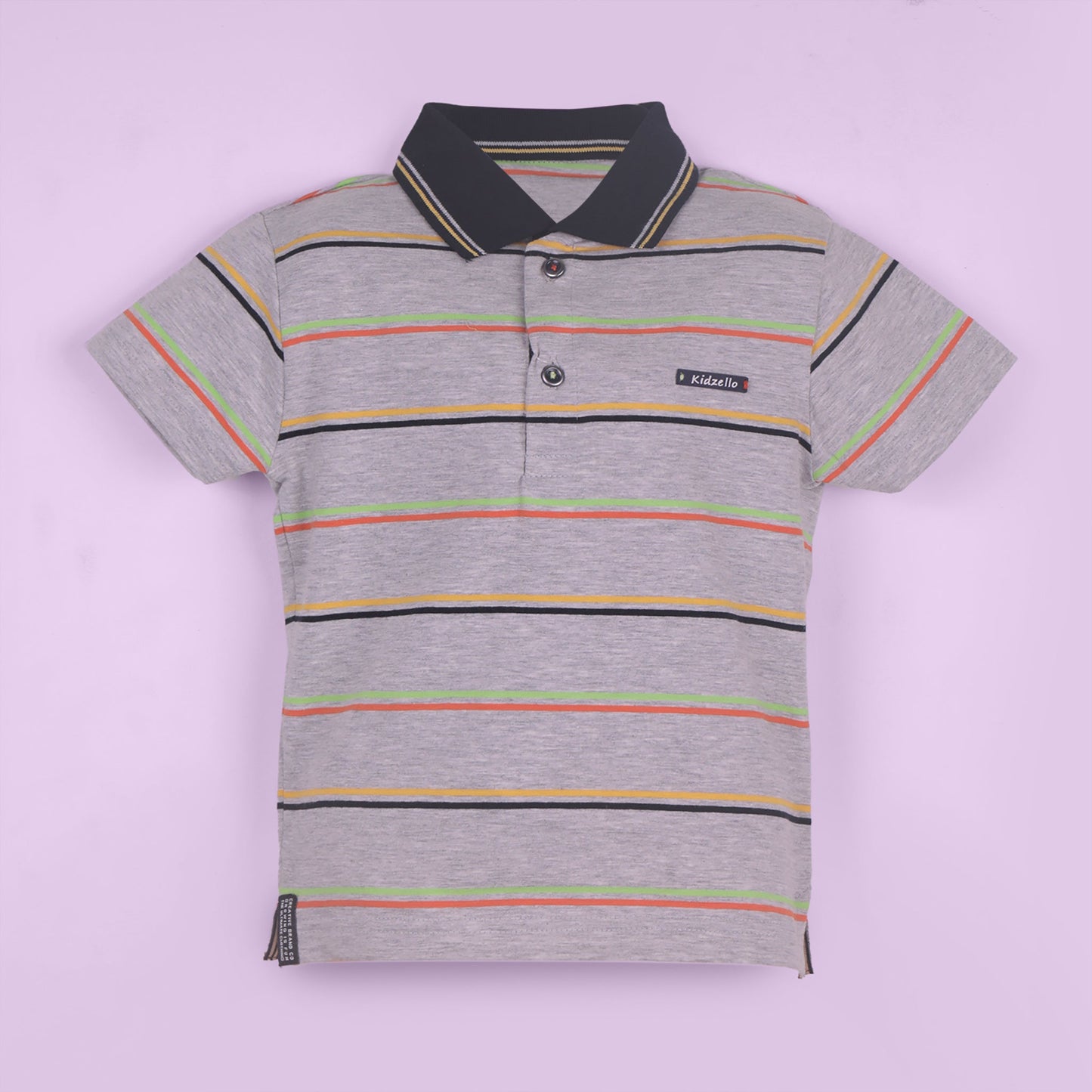 Cool Stripes – Boys’ Grey Cotton Blend Top & Shorts Combo
