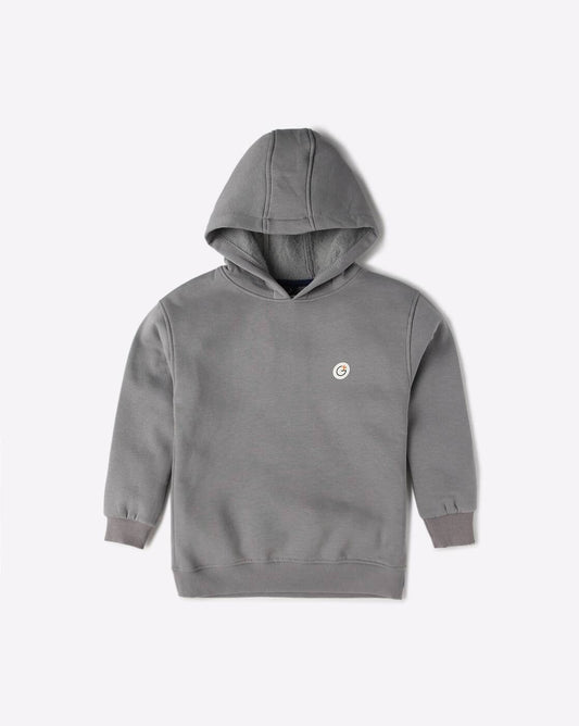 Cozy & Cool – Boys’ Grey Full Sleeve Hooded Sweatshirt