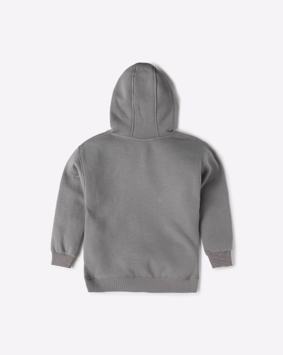 Cozy & Cool – Boys’ Grey Full Sleeve Hooded Sweatshirt