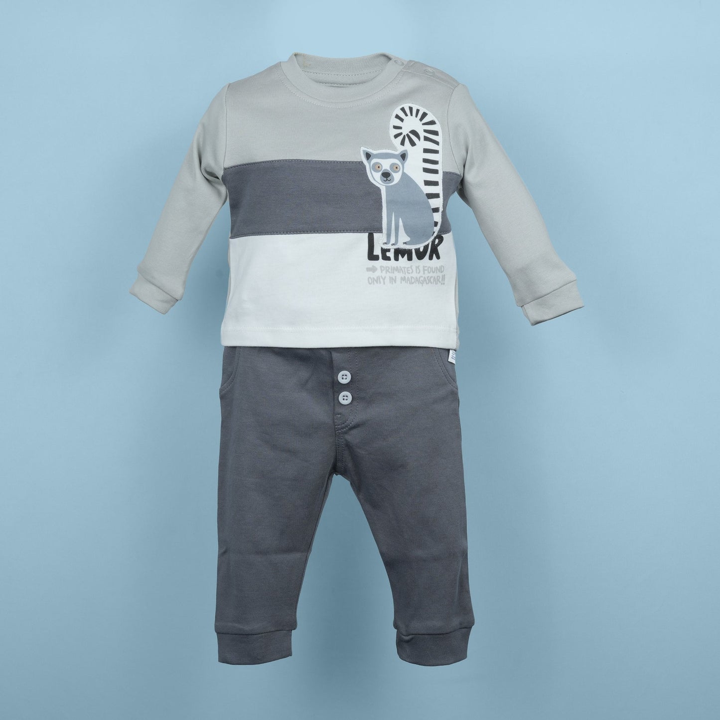 Curious Little Explorer – Neo Nate Boys’ Grey Printed Co-Ord Set