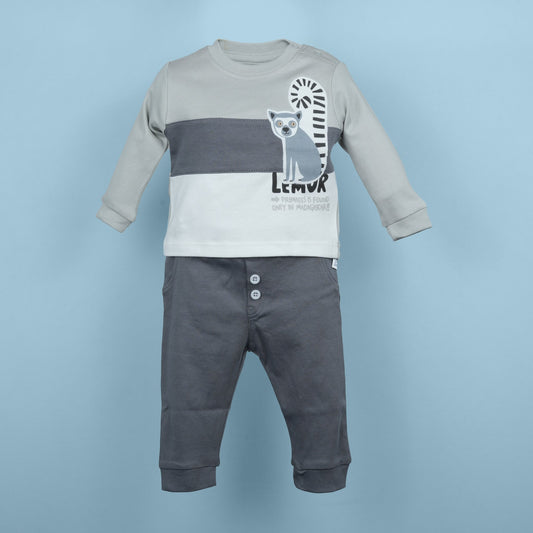 Curious Little Explorer – Neo Nate Boys’ Grey Printed Co-Ord Set