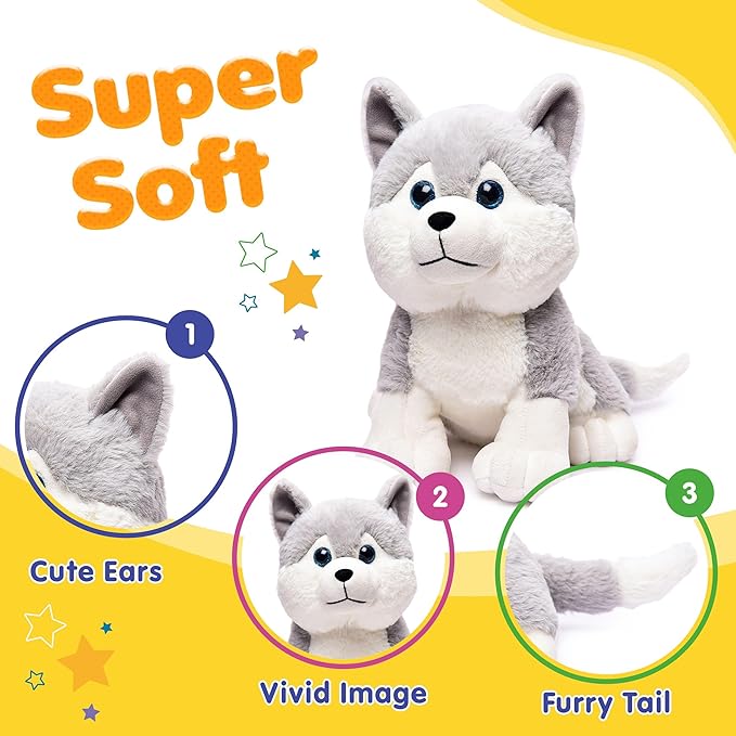 Webby Grey Plush Husky Dog – Soft & Cuddly Toy
