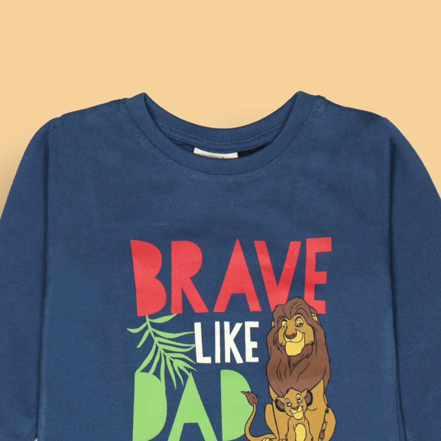 Ollypop Brave & Bold Royal Blue Tee – Full Sleeve Cotton, Playful Animal Print, For Boys Who Love Dad