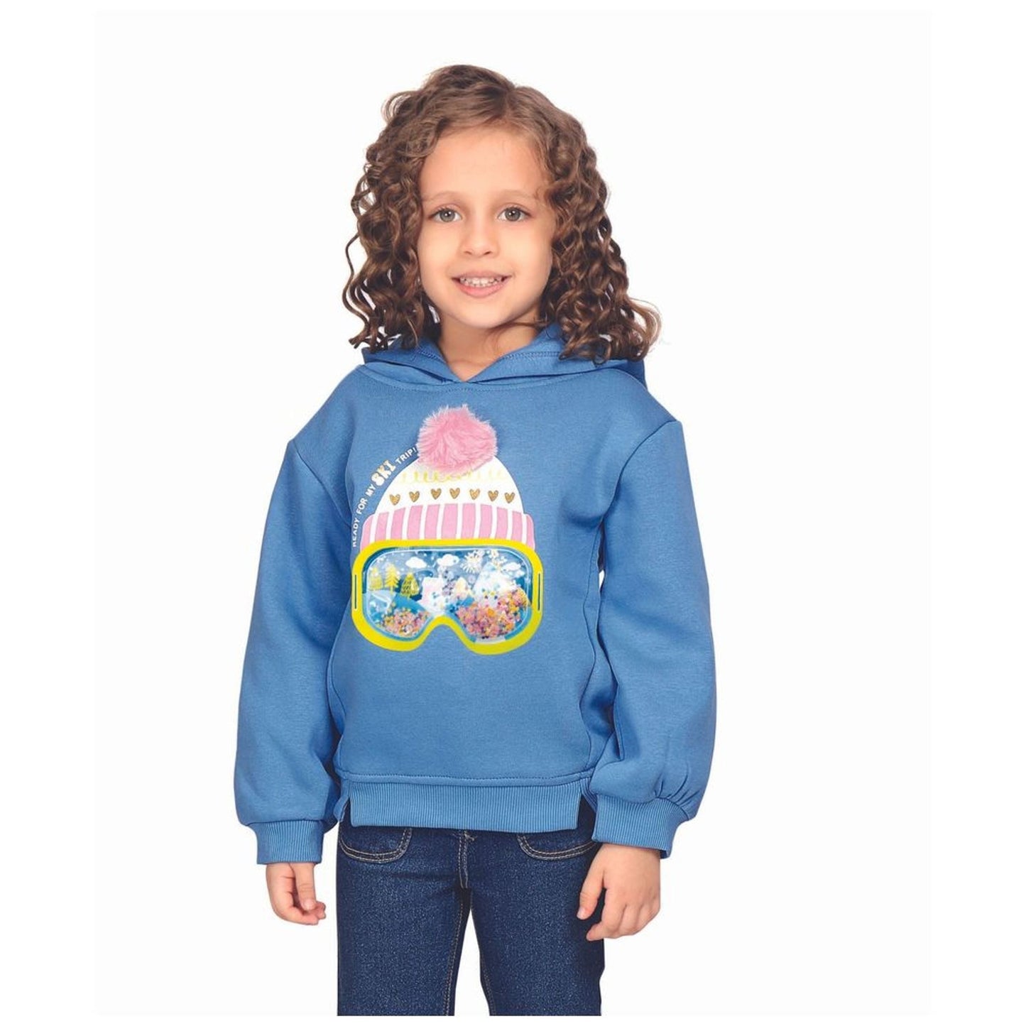 Little Kangaroos Girls’ Royal Blue Hoodie – READY FOR MY SKT TRIP Print