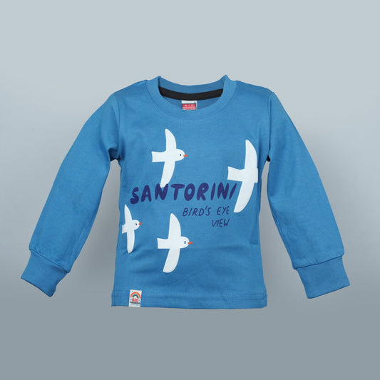 Santorini Sky Tee – Big Premier Unisex Royal Blue Full Sleeve T-Shirt