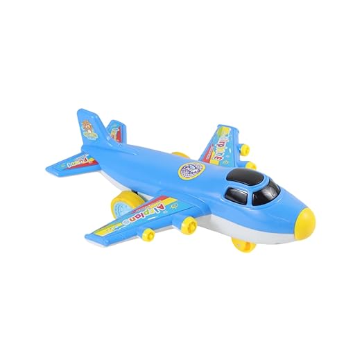 BUS Airplane Toys for Kids with Bump and Go Action Battery Operated Air Buddies Toy Plane with Flashing Lights and Music Aeroplane Toy for 3 Years Kids (Blue Color)