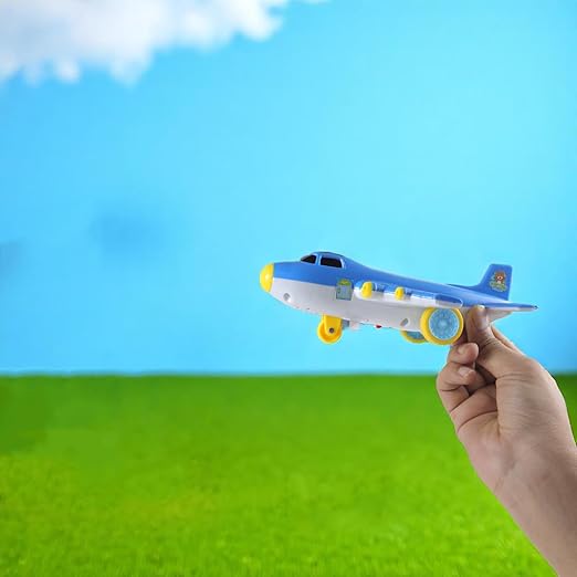 BUS Airplane Toys for Kids with Bump and Go Action Battery Operated Air Buddies Toy Plane with Flashing Lights and Music Aeroplane Toy for 3 Years Kids (Blue Color)