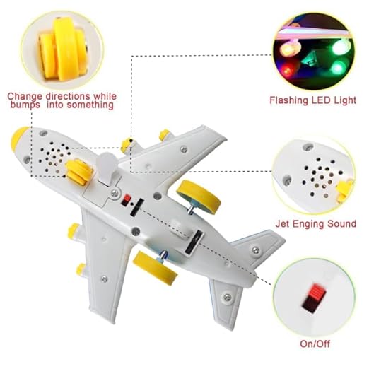 BUS Airplane Toys for Kids with Bump and Go Action Battery Operated Air Buddies Toy Plane with Flashing Lights and Music Aeroplane Toy for 3 Years Kids (Blue Color)