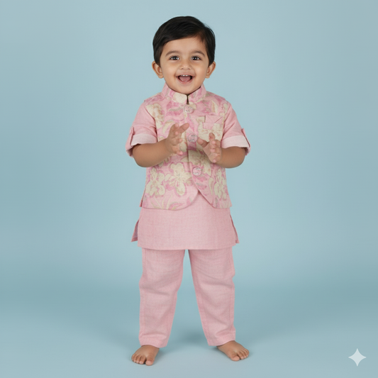 Pink Majesty – Celebration-Ready Kurta Pyjama Jacket
