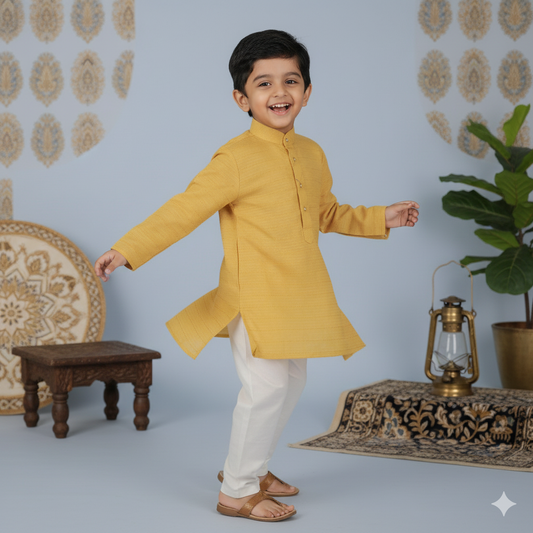 Sun-Kissed Style – Traditional Kurta Pyjama for Boys