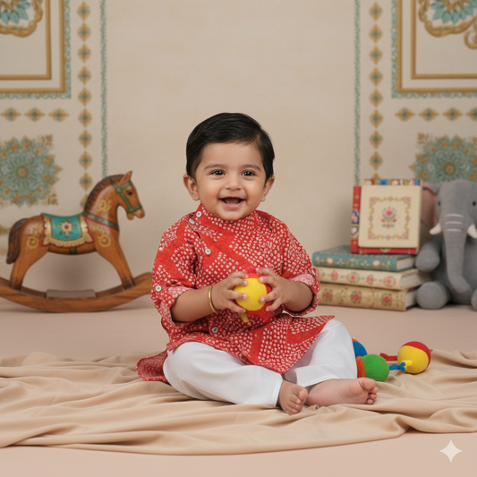 Desi Cool Kid – Orange Ethnic Kurta Pyjama Outfit