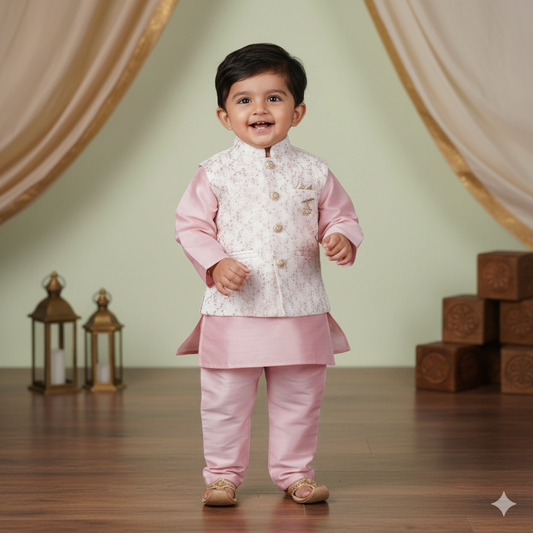 Sparkle in Style – Sequined Ethnic 3-Piece Set for Boys