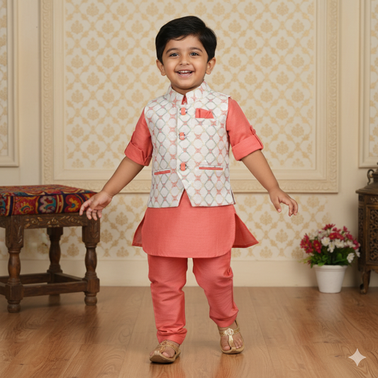 Royal Charm – Boys’ Cotton Blend Ethnic Ensemble