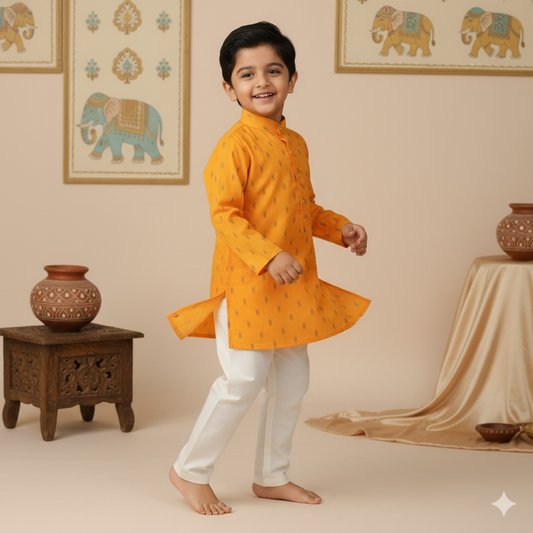 Charming Flame – Festive Cotton Kurta Pyjama for Boys