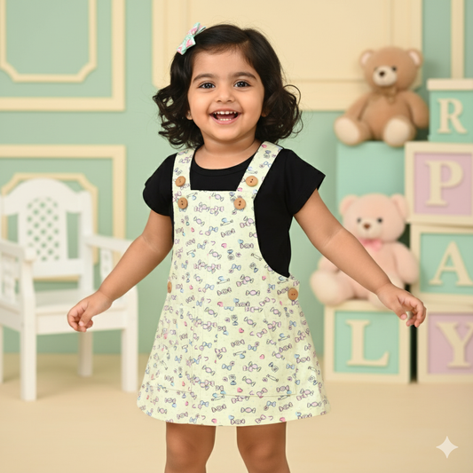 Orrigany Mint Cotton Half Sleeves Girls Dungaree Jumpsuit