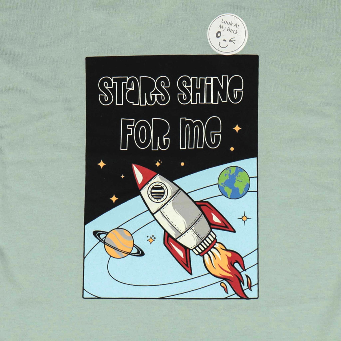 Ollypop Boys' Light Green Sinker Half Sleeve T-Shirt – "STARS SHINE FOR ME" Motivational Print, Cotton Fabric