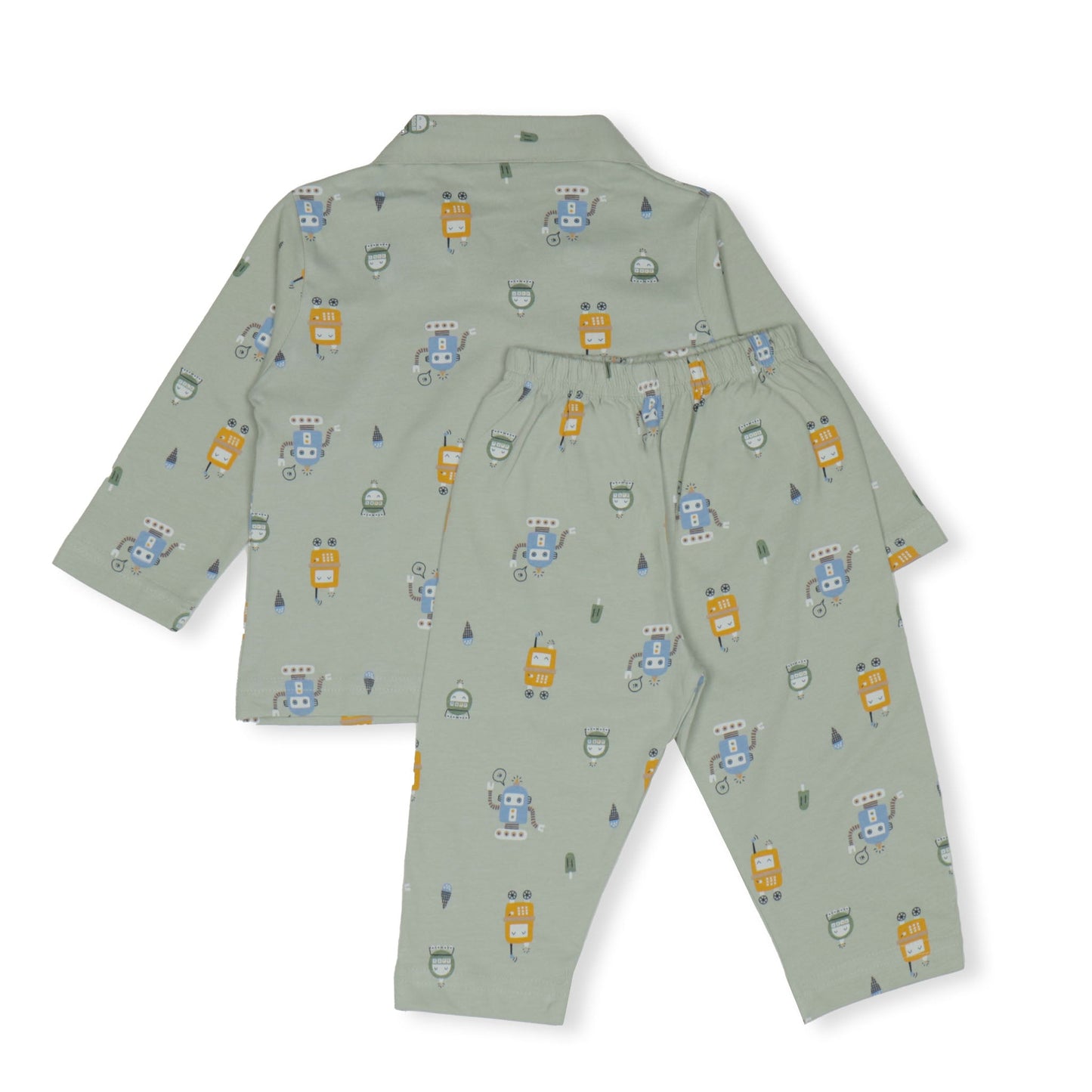 Zero CozyBots: Warm & Whimsical Robot Nightwear in Light Green