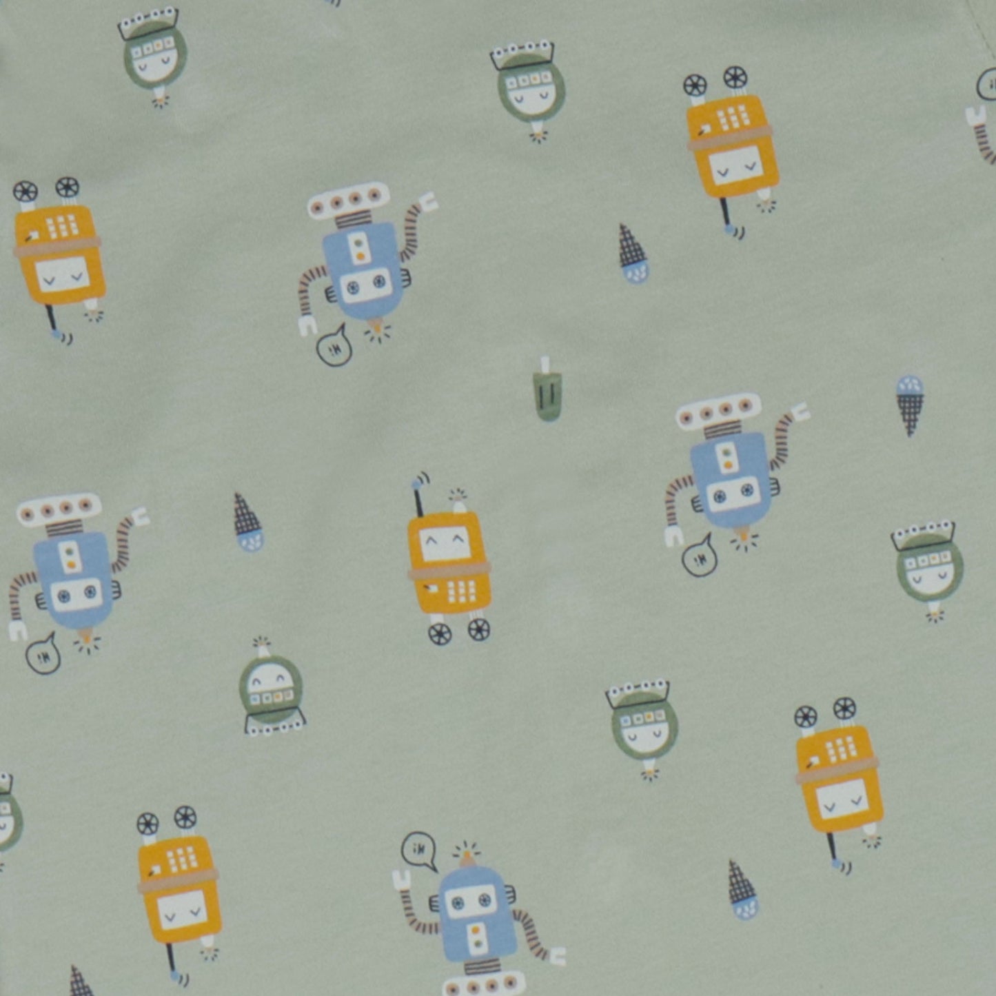 Zero CozyBots: Warm & Whimsical Robot Nightwear in Light Green