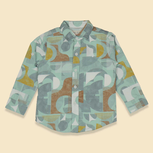 Jash Kids Boys Light Green Checked Full Sleeve Cotton Shirt