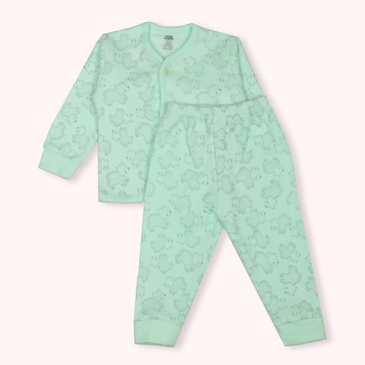 Cozy Critter Crew: Pink Rabbit Light Green Cotton PJ Set
