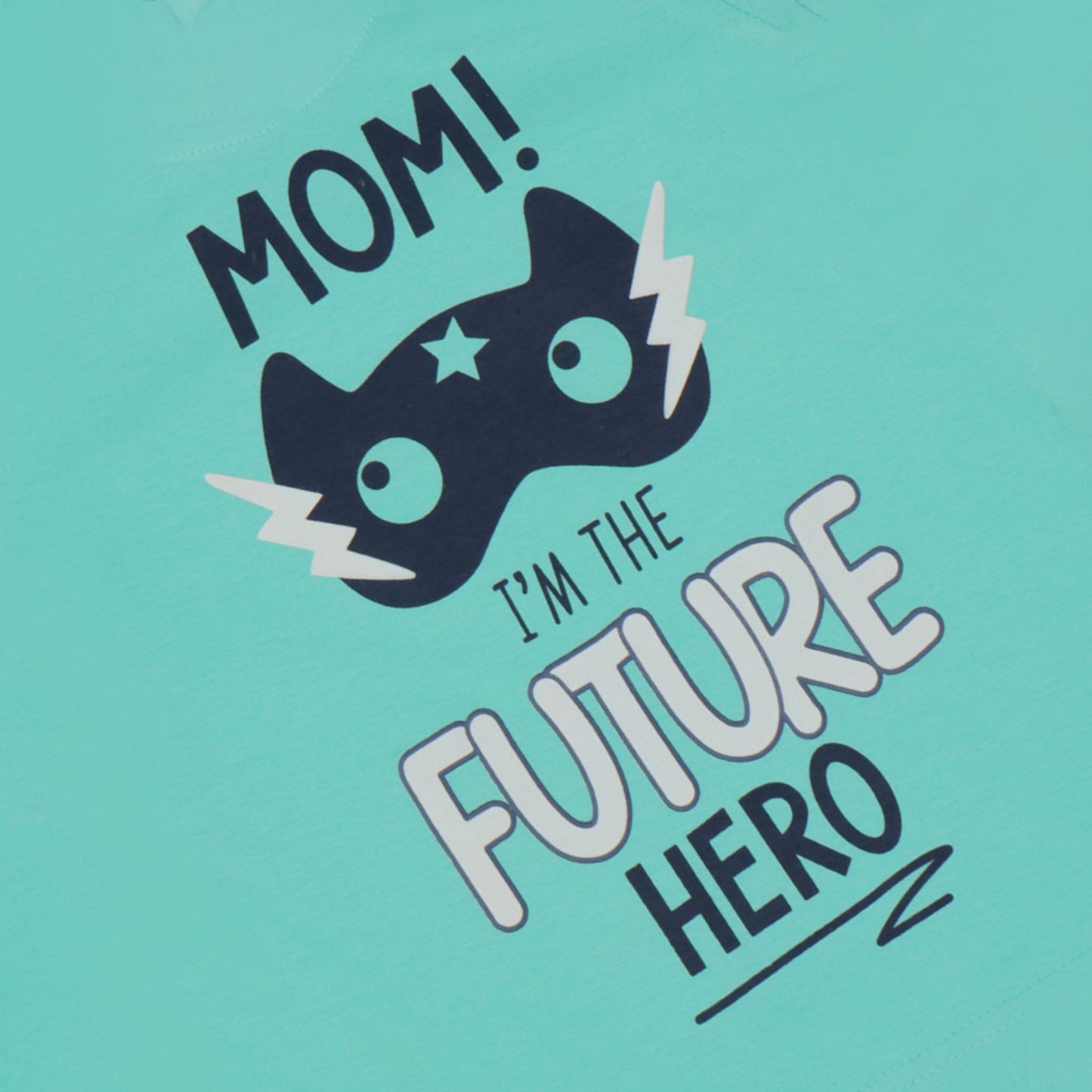 Future Hero Tee by NIOMODA – Boys’ Light Green Cotton Full Sleeves, MOM! Quote, Warm Comfort+ for Chilly Days