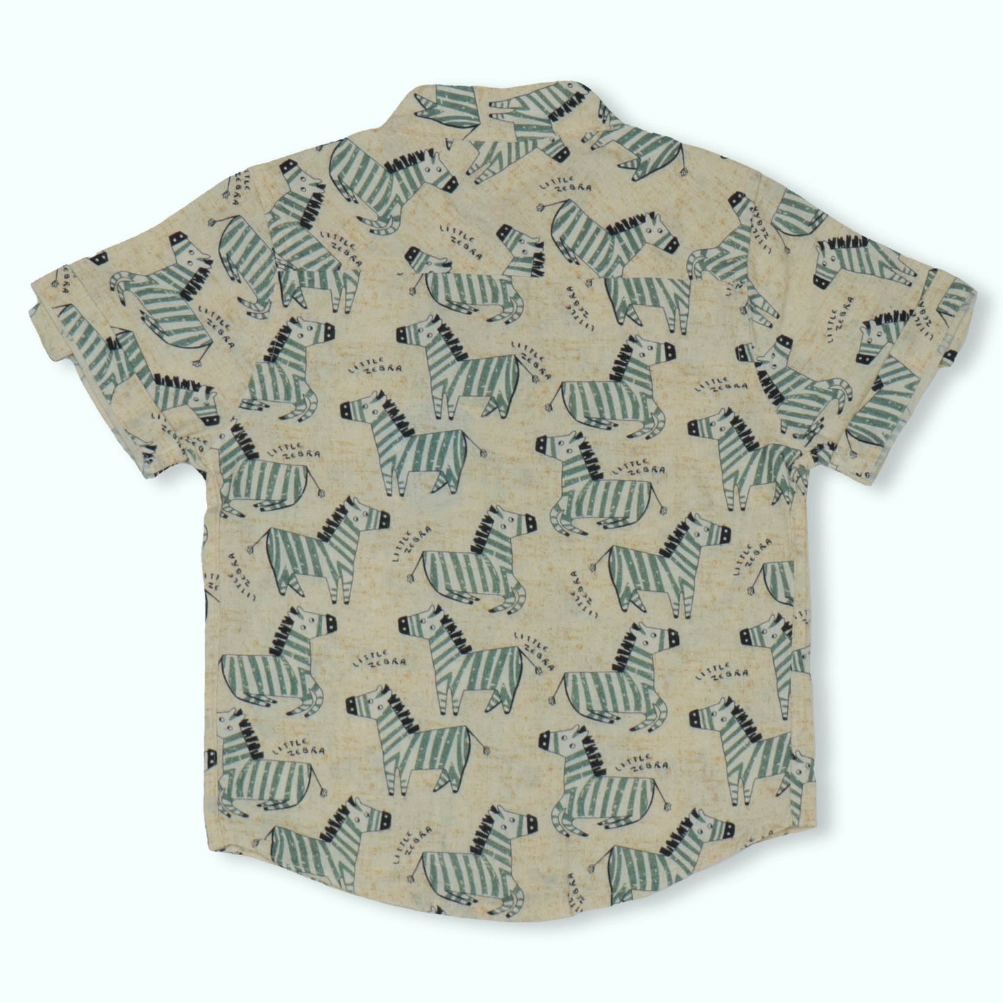 Dew Drop Boys' Mandarin Collar Shirt with Zebra Print – Soft Fabric, Half Sleeves, Summer Essential (Light Green)