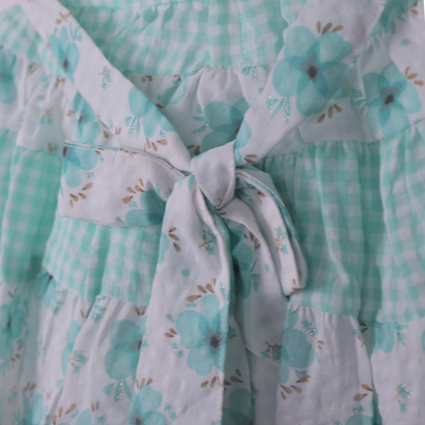 Elegant Lace Style – Girls’ Light Green Cotton Frock