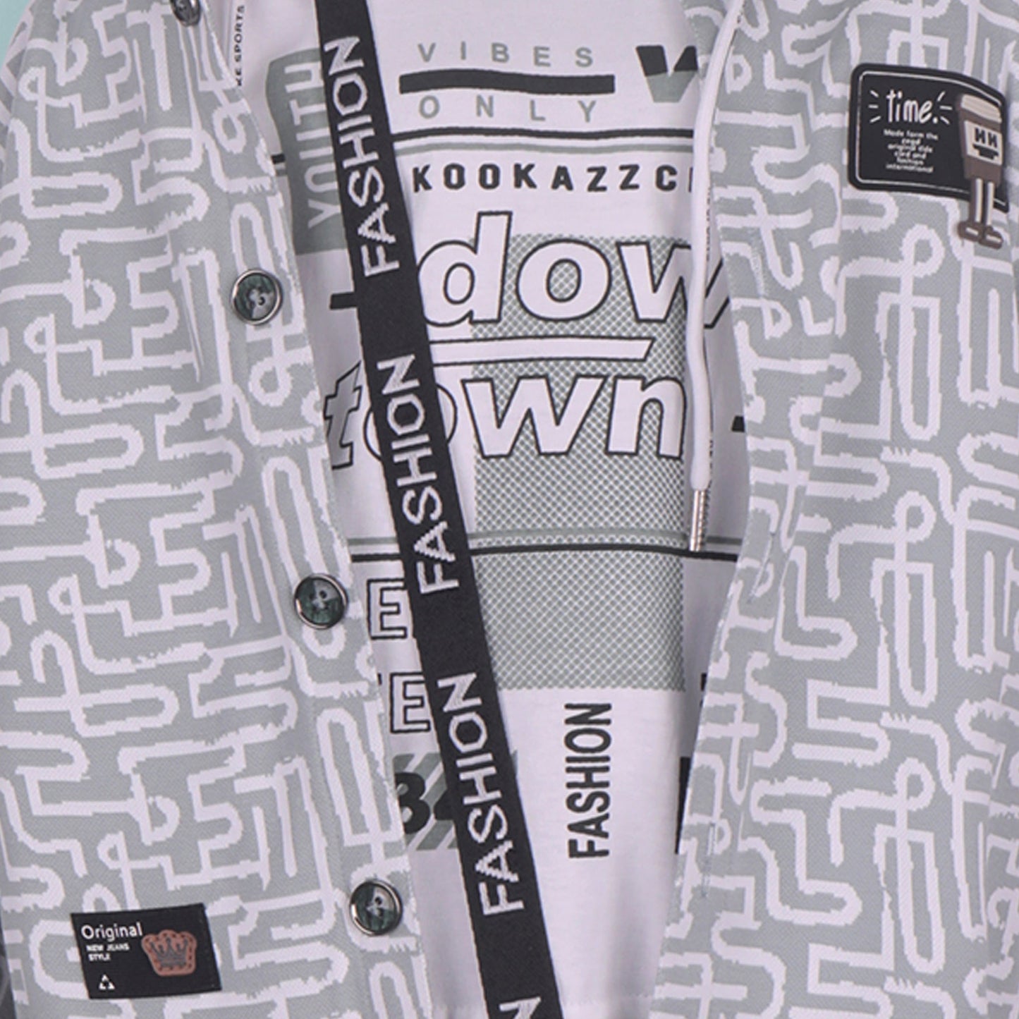 Kookazz Boys’ Everyday Wear – Light Green Printed Shirt & Pants
