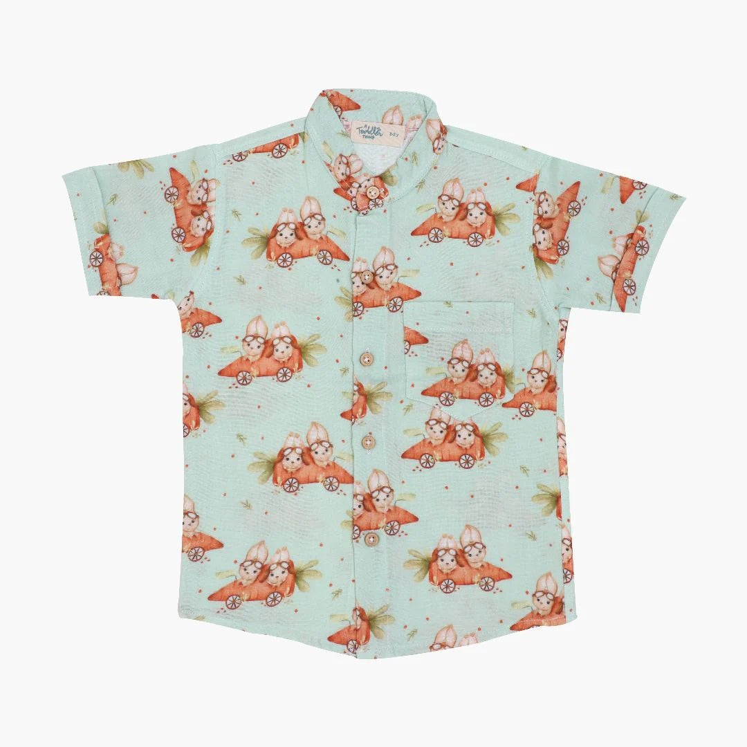Light Green All-Over Print Shirt & Short Set