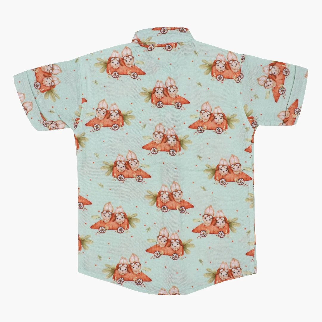 Light Green All-Over Print Shirt & Short Set