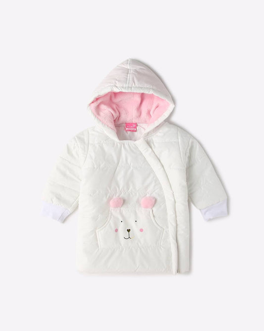 Chic & Cozy – Girls’ Quilted Jacket with Hood in Light Green