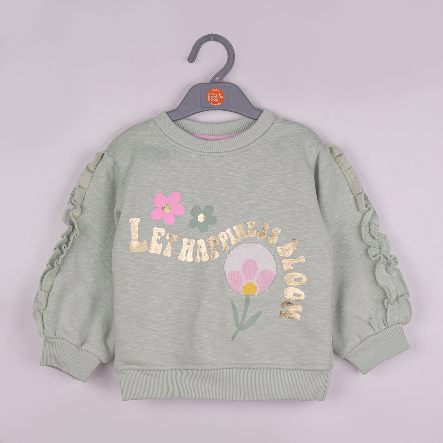Leafy Glow Sweatshirt — Light Green, Cozy Cotton Blend