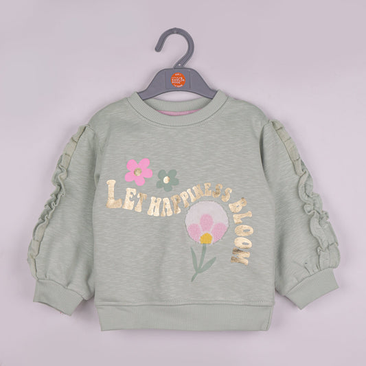 Leafy Glow Sweatshirt — Light Green, Cozy Cotton Blend
