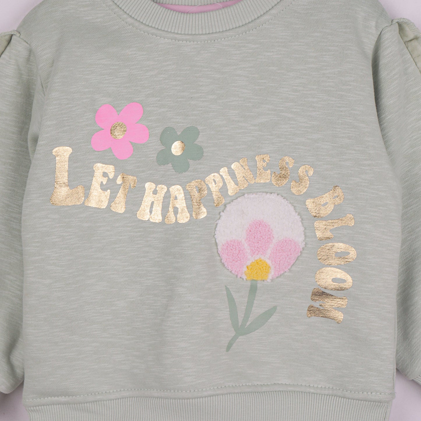 Leafy Glow Sweatshirt — Light Green, Cozy Cotton Blend