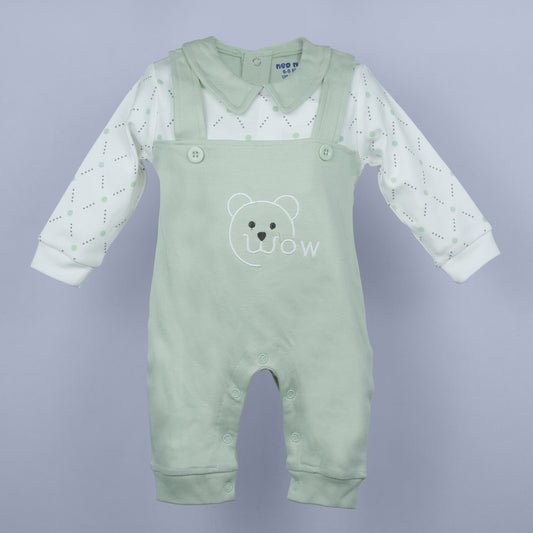 Neo Nate Light Green Unisex Romper – Full Sleeves, Peter Pan Collar