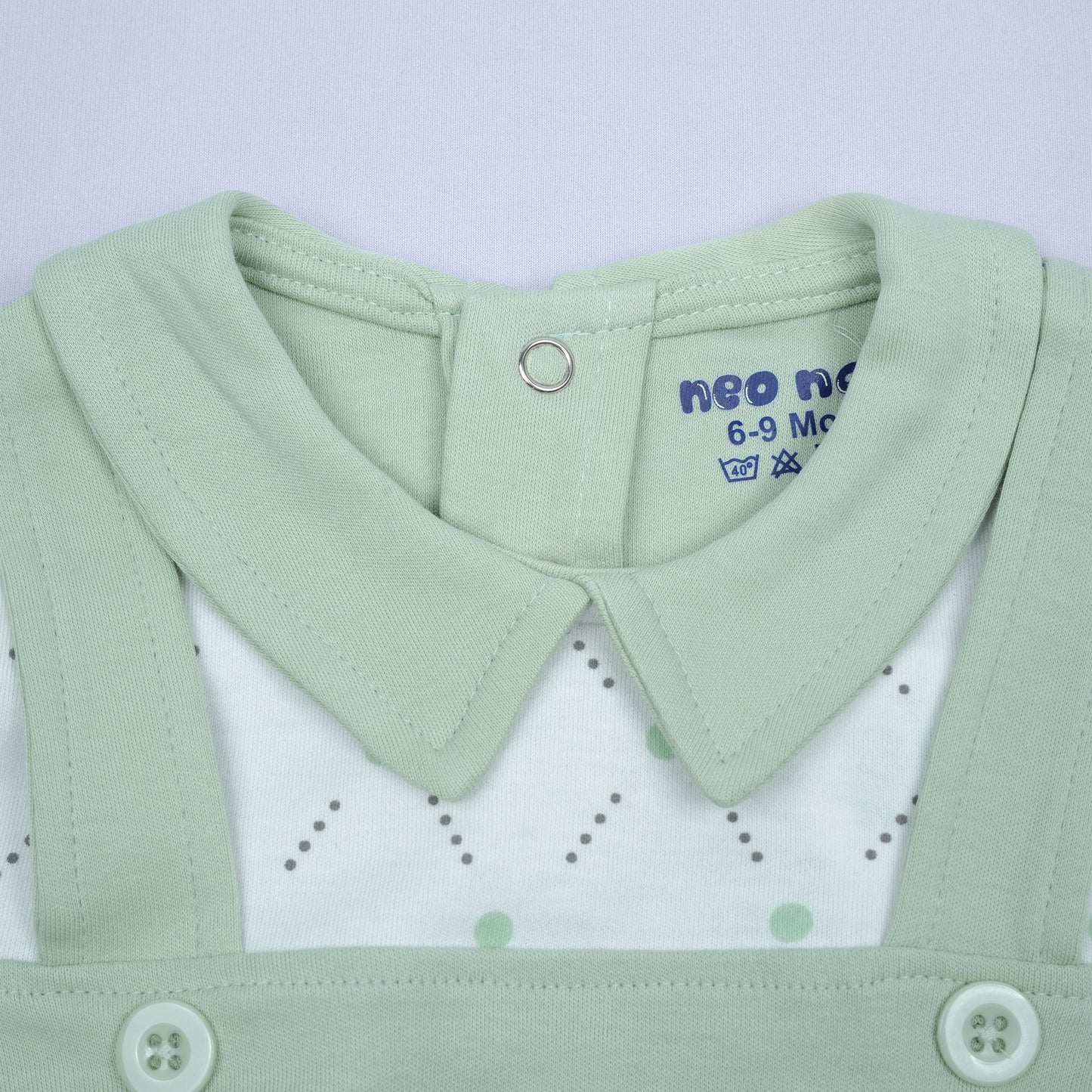 Neo Nate Light Green Unisex Romper – Full Sleeves, Peter Pan Collar