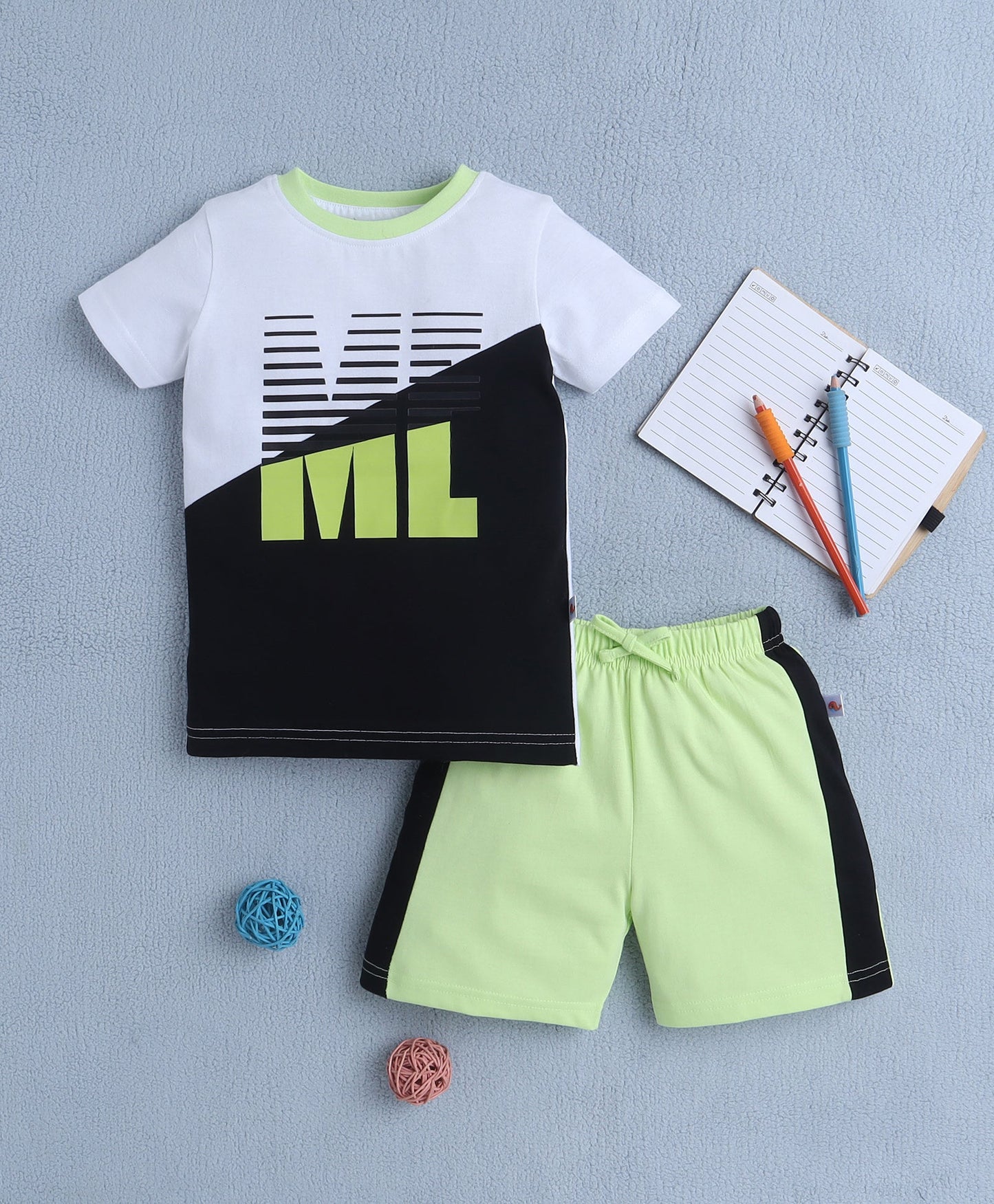 Bumzee Boys’ Summer Outfit – Light Green Half Sleeve T-Shirt & Shorts