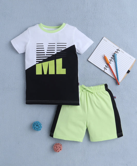 Bumzee Boys’ Summer Outfit – Light Green Half Sleeve T-Shirt & Shorts