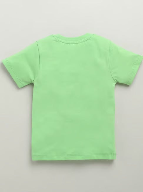 The Light Green Essential: Drawstring Shorts & Placement Print Set