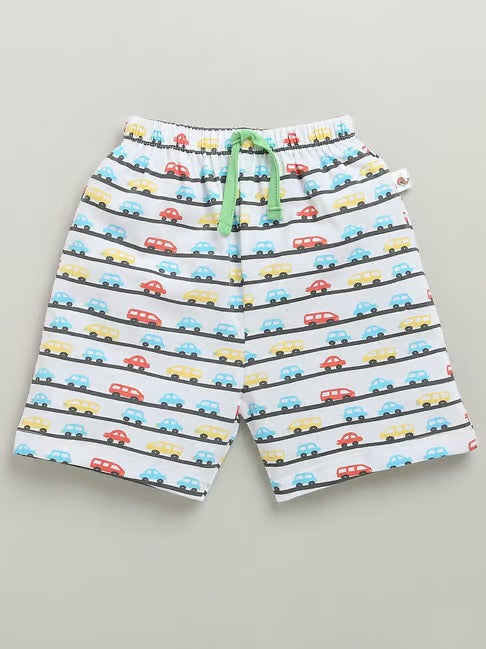 The Light Green Essential: Drawstring Shorts & Placement Print Set